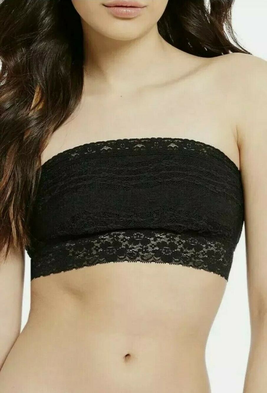 Free People Scalloped Lace Bandeau Bra Pull Up Womens Black NWT $28 Extra Small
